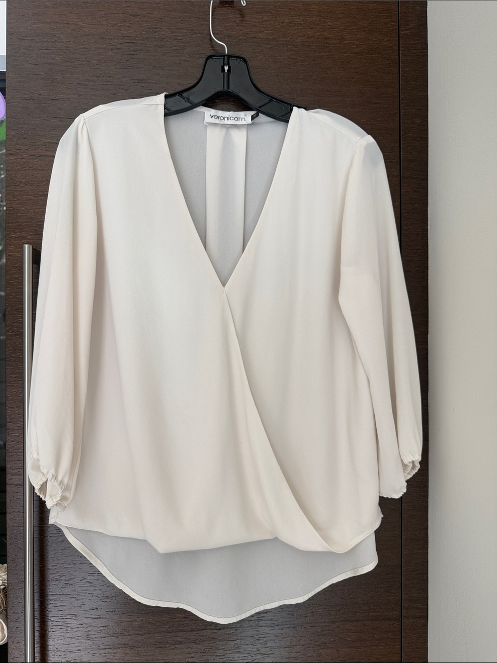 Veronica M Ivory Faux-Wrap V-Neck Blouse